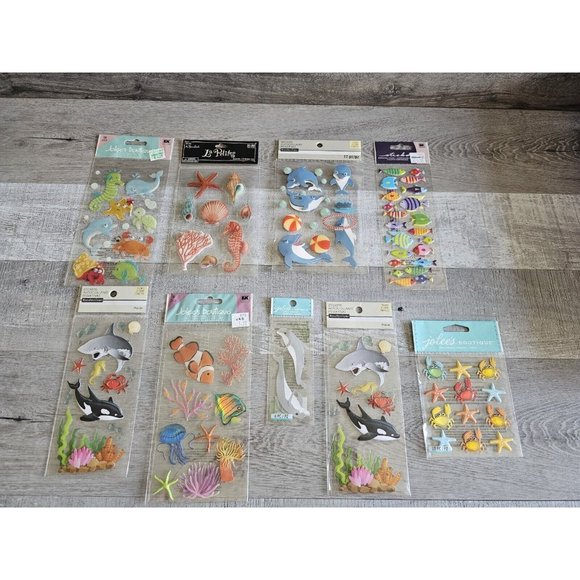 Sticker Lot Ocean Fish Sharks Dolphins Beach Scrapbooking 3D Stickers RARE #43 - Picture 1 of 10
